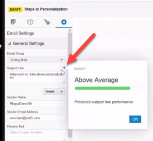 Eloqua Subject Line Optimisation example